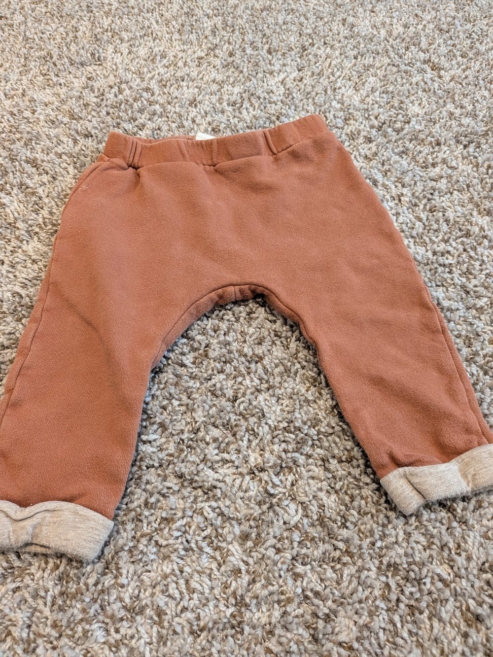 H&M Rust Orange Kids Jogger Pants with Rolled Hems  Organic CottonSize 12 Months